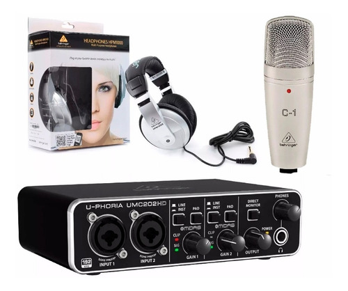 Kit Behringer Hpm1000 + Interfaz Umc202hd + Microfono C-1