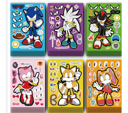 Sticker Pegatinas Armable De Sonic 6 Hojas