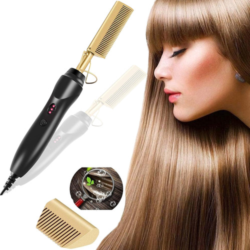 Peine Multifuncional Para Alisar Y Rizar El Cabello Negro