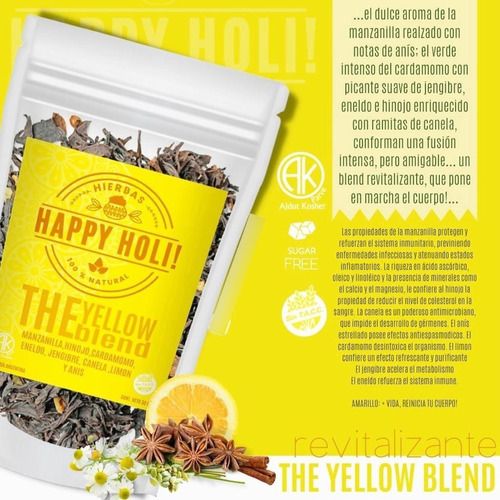 Imagen 2 de 6 de Infusión Herbal The Yellow Blend X 30g Happy Holi S/tacc Ak
