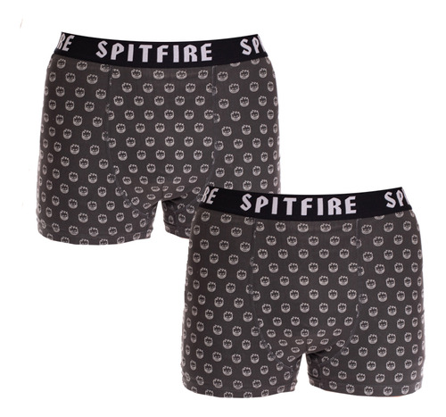 Pack 2 Boxer Juvenil Print Gris Negro Spitfire