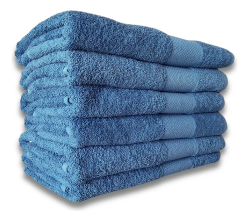6 Toallas Imperial De Baño 100% Algodón Colores Color Azul Acero 6