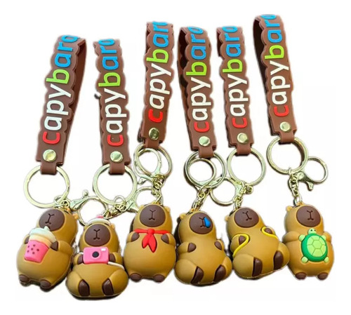6 Chaveiros De Silicone Em Formato De Capivara