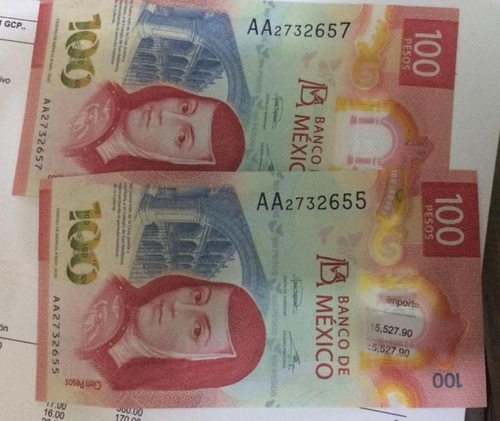 Billetes De $100 Serie Doble Aa Consecutivos Sor Juana