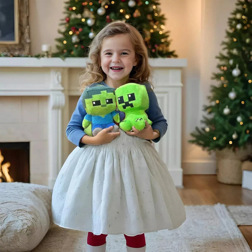 Juego De Peluche Minecraft De 2 Piezas, Regalo Para Niños