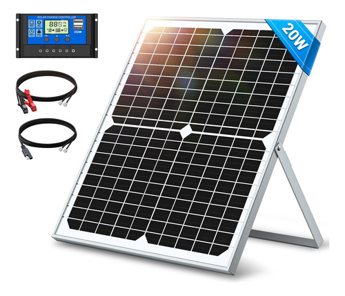 Shockflo Kit De Panel Solar De 20 W Y 12 V, Cargador De Bate