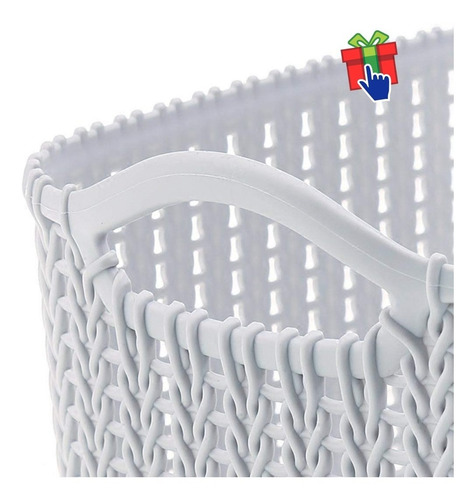 Imagen 2 de 9 de Set X 2 Cesto Canasta Organizador Ratan Plástico 30x20x15cm
