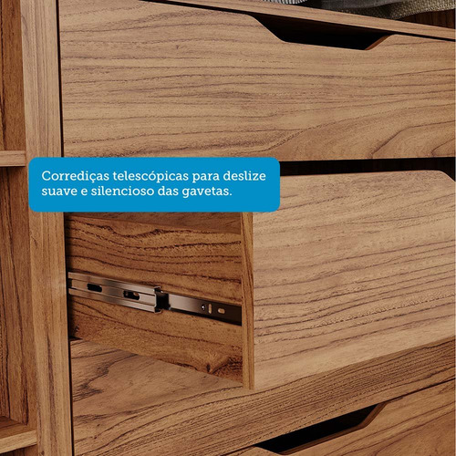 Guarda-roupa Casal 2 Portas De Correr 8 Gavetas Com Pés Wt