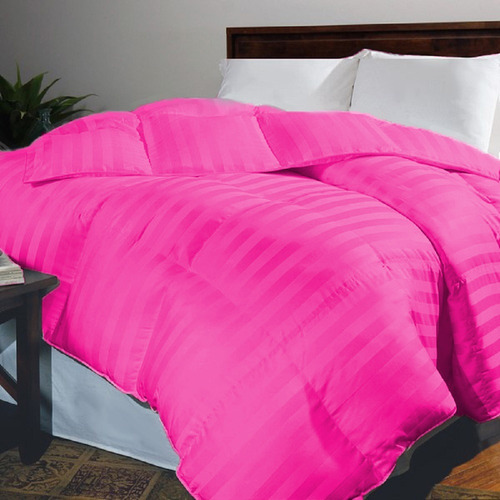 Imagen 1 de 1 de Plumón Queen Sateen Stripe Karytex - Fucsia + 2 Fundas