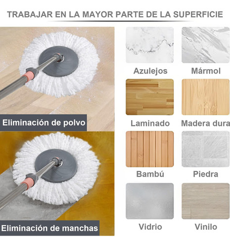 Mopa con Escurridor y Balde 2en1 Desmontable, Fregona Giratoria 360° con Cubeta, Everest, Limpieza Eficiente para Pisos, Cabezal Reemplazable, Almacena en el Hogar u Oficina Alta Calidad