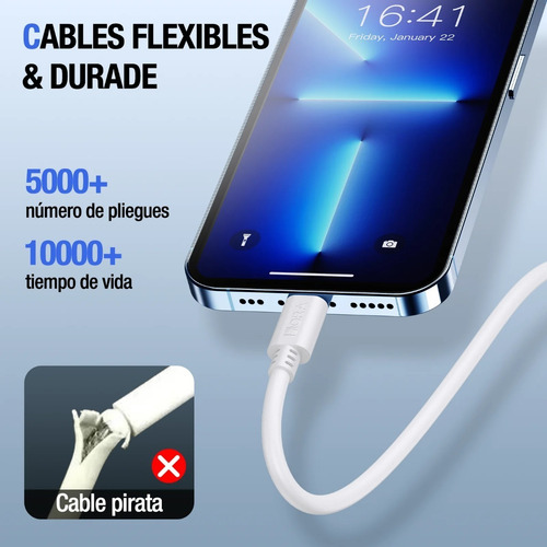 Cable Lightning 2a 1.5m 10 Piezas