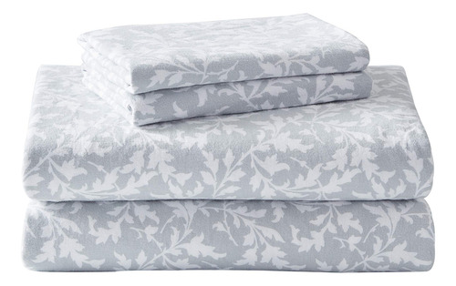 Juego De Sábanas Queen Franela Algodón Gris Pastel Crestwood