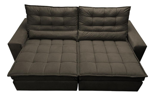 Sofá Retrátil e Reclinável com Molas Ensacadas Cama inBox Gold 2,12m Tecido Suede Velusoft Café