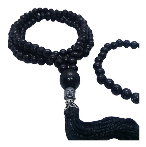 Imagem 2 de 10 de Japamala Masculino De Madeira+pulseira Cabeça Buda Hematita