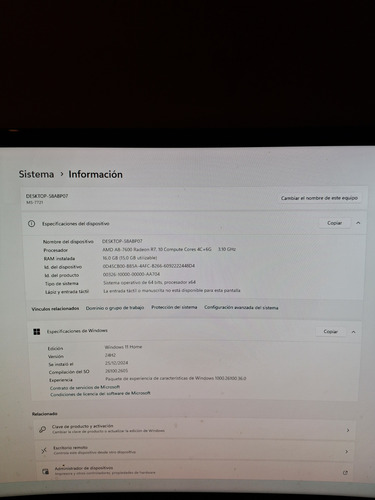 Pc Amd A8 7600. 16gb Ram. Ssd 480gb. Wifi. Win 11. 11. (Usado)