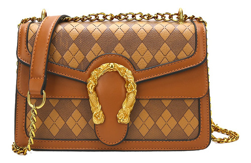 Vintage Con Diseño A Cuadros Crossbody Cadena Cuadrada Bolsa