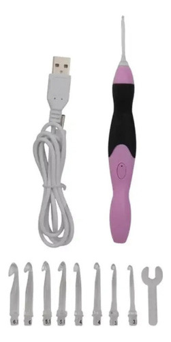 Ganchos De Ganchillo Con Luz Led 9 En 1 Usb Recargable Diy