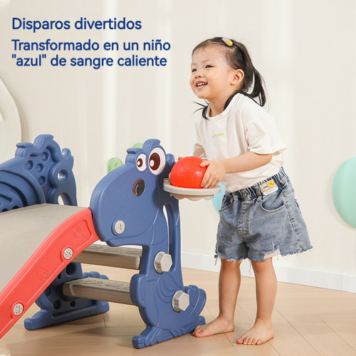 Juegos De Niños Resbaladilla Tobogán Con Canasta Baloncesto Azul