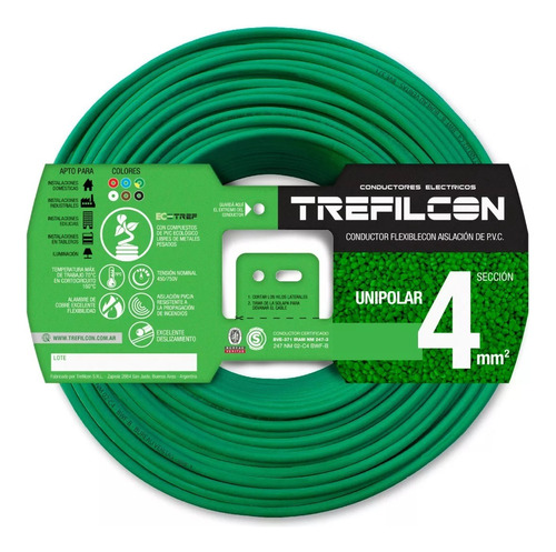 Cable 1x4mm Unipolariram Trefilcon X 35mts (colores)