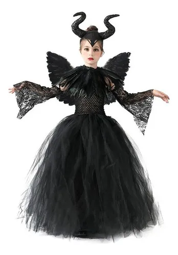 Traje De Malévola Para Niñas, Bruja Y Demonio