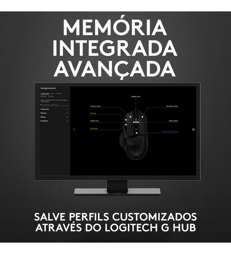 Mouse Gamer Logitech G502 Hero Com Sensor Hero 25k Preto