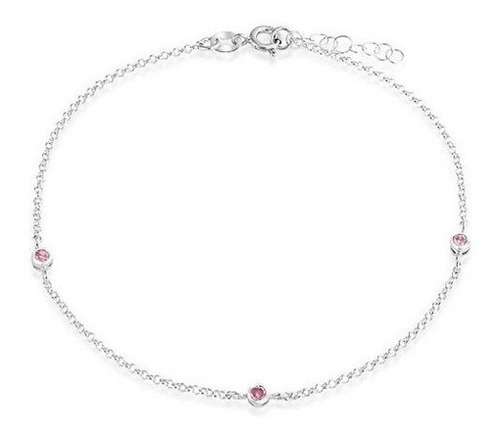 Pulsera Tobillera De Plata Esterlina Rosa