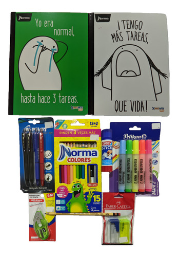 Kit Escolar Basico Color-arte Cuaderno Memes 