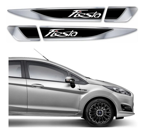 Par Adesivos Aplique Resinado Cromado Para Ford Fiesta Cor Fiesta 1