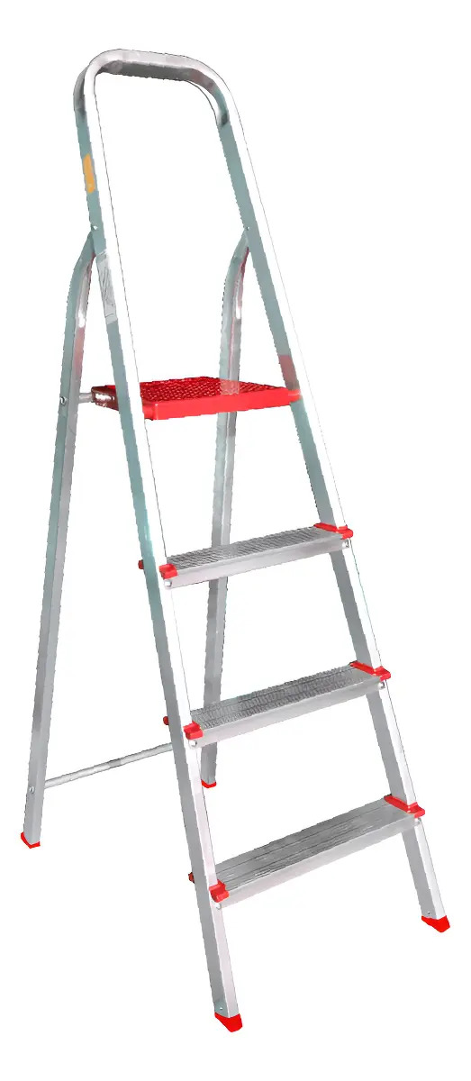 Escada Botafogo Lar & Lazer ESC0063 Doméstica De Alumínio 4 Degraus Prata Cor Phantom red