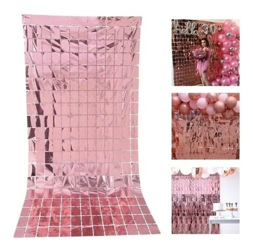 Cortina Metalizada Cuadrada Shimmer Brick Wall Ladrillo 2x1m