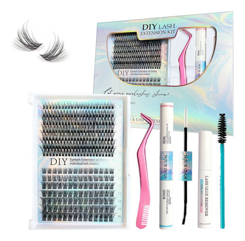 Extensiones Pestañas Postiza Diy Mix,kit De Clips+pegamento