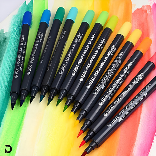 Marcadores Doble Punta Acuarelables X 12 Colores