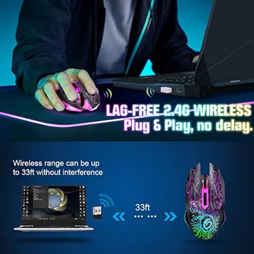 Versiontech. Ratón Inalámbrico Para Juegos, Mouse
