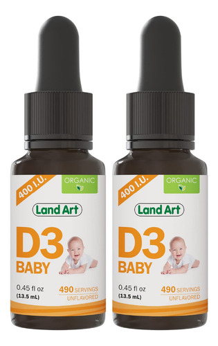 Gotas Orgánicas Vitamina D3 Bebé 400 Ui 2 Paquetes