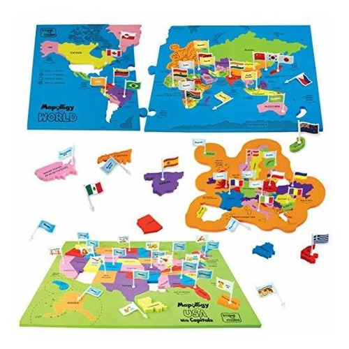 Imagimake Mapology Us & World Map Puzzle- Geografía Para Ni