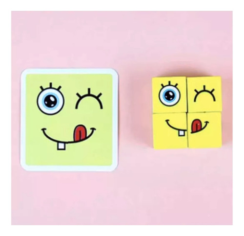 Juego De Mesa Puzzle Bloques De Expresiones En Madera Niños
