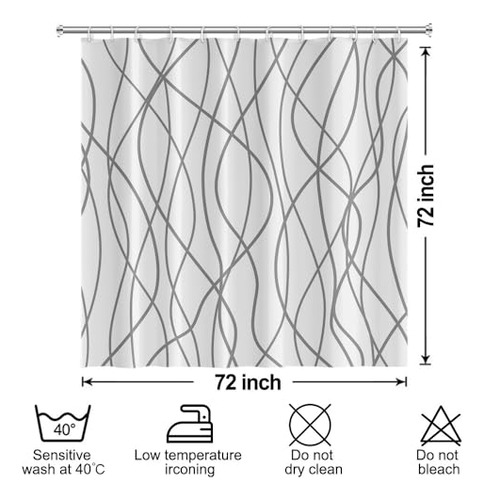 Cortina De Ducha A Rayas Gris Y Blanco Para Baño 72 X72 , Ju