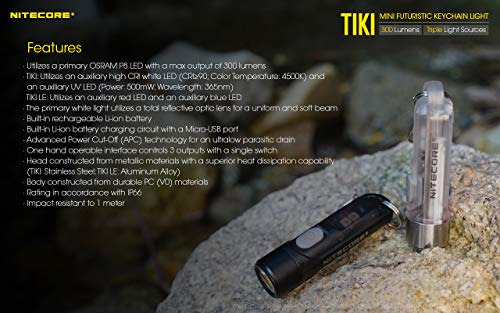 Linterna Llavero Recargable Usb Nitecore Tiki 300 Lm Con Cab