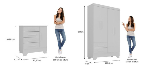 Quarto Infantil Completo Guarda Roupa 4 Portas 2 Eawt