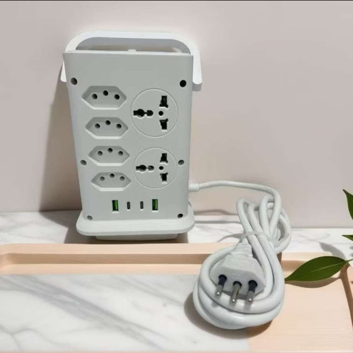 Extensão Torre Com 14 Tomadas 2 Portas Usb 2 Portas Type-c Cor Branco