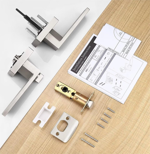 Cerradura Tubular Manilla Para Baño Chapa Cuadrada Sin Llave Color Plateado