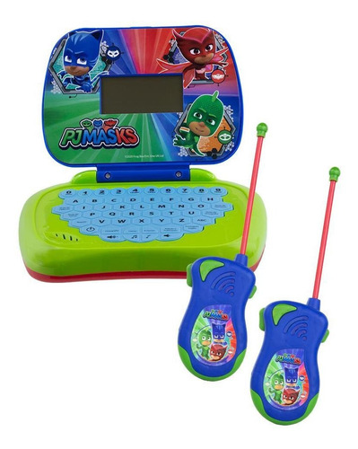 Kit Laptop - Pj Masks Bilíngue + Walkie Talkie Pj Masks Cor Azul