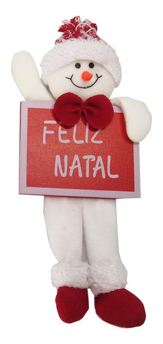 Enfeite Pendurar Quadro Feliz Natal Boneco De Neve 25x11cm