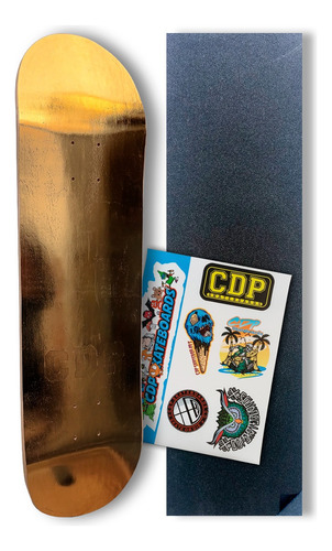 Tabla Skate Gold Deck Cdp Dorada - Lija De Goma Incluida Pro