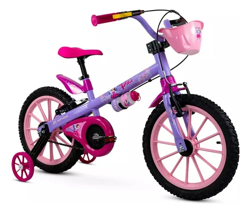 Bicicleta Nathor Aro 16 Pixie Rosa A Partir 5 Anos C/ Cesta