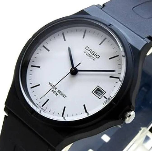 Reloj Casio Mw-59 Agujas Lumniniscentes Water Resistant Malla Negro Bisel Negro Fondo Mw-59-7e Rayas