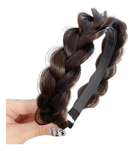 Diadema De Trenza Sintética Accesorio Cabello Moda Peinado Marrón Oscuro