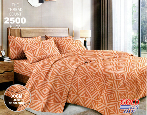 Sábanas Queen Size 2500 Hilos Goldensun Premium Coral Claro Estampado