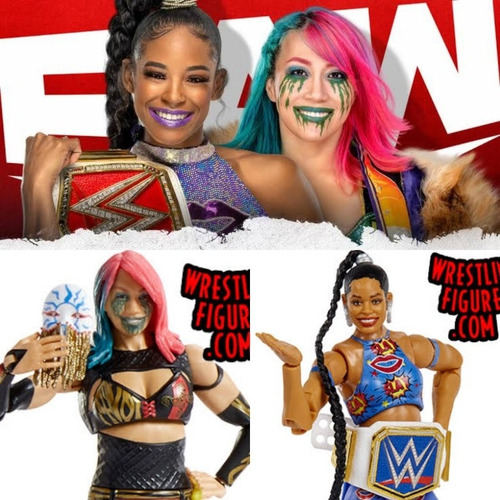 Wwe Bianca Belair Com Cinturao + Asuka 2 Bonecos Mattel Novo