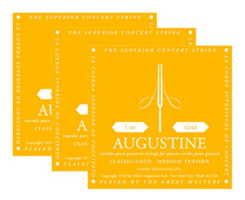 Imagen 3 de 3 de Encordado Guitarra Clasica Augustine Gold Tension Media